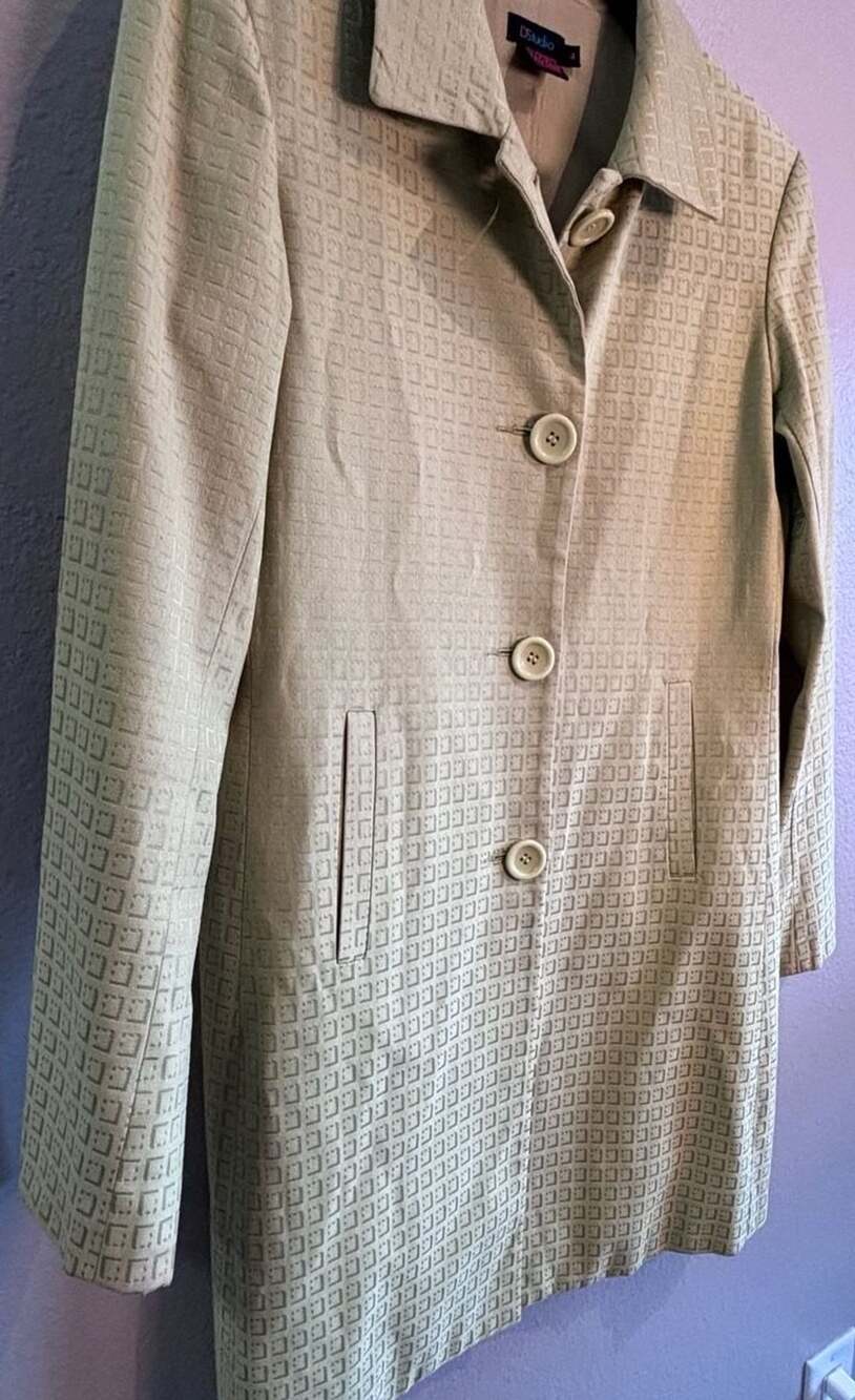 DStudio Geometric Pattern Button Trench Coat Size 4